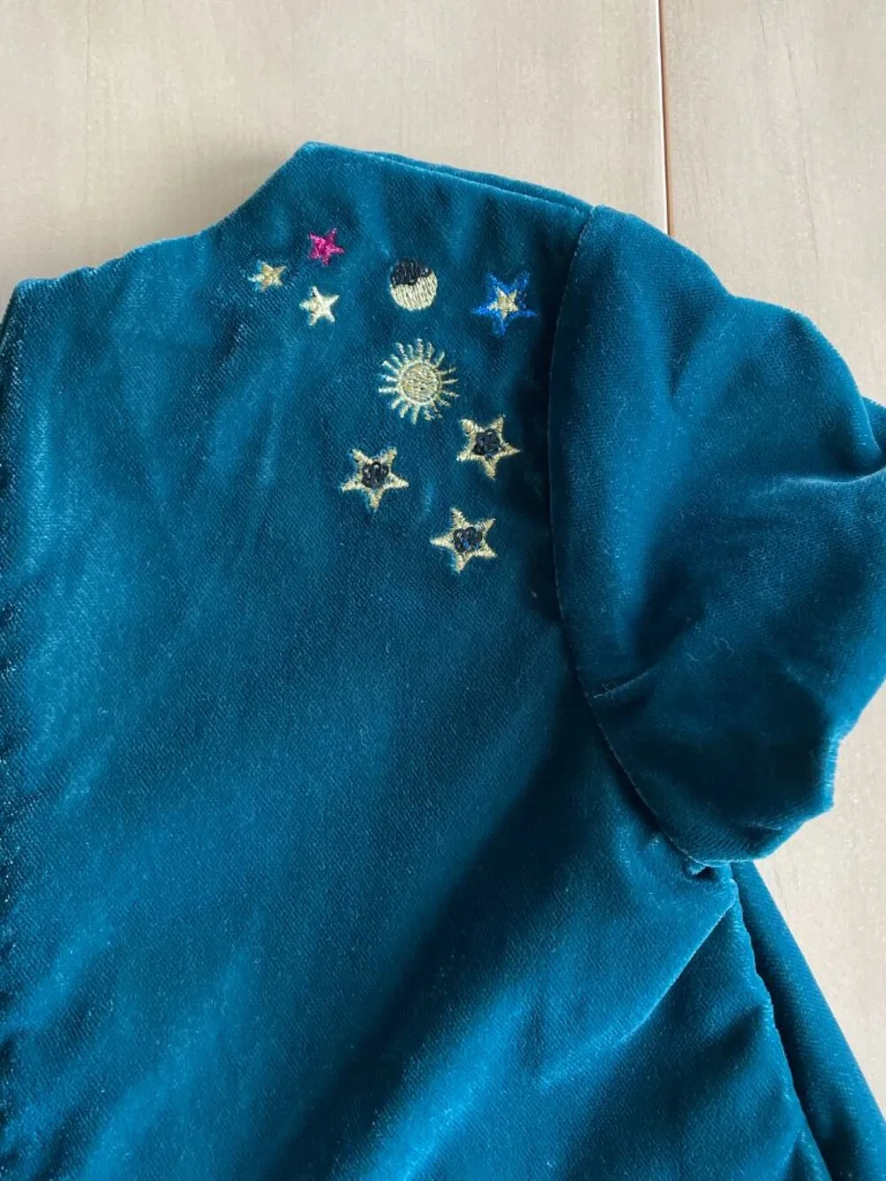 Entire Closet $5! Mini Boden Girls Velvet Celestial Space Embroidered Green Dres